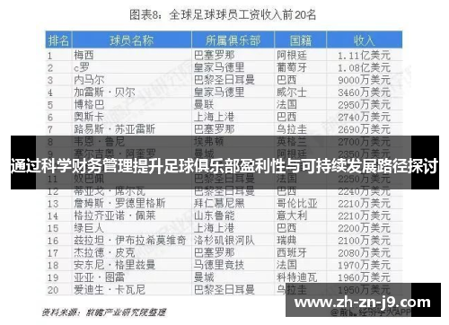 通过科学财务管理提升足球俱乐部盈利性与可持续发展路径探讨 通过科学财务管理提升足球俱乐部盈利性与可持续发展路径探讨
